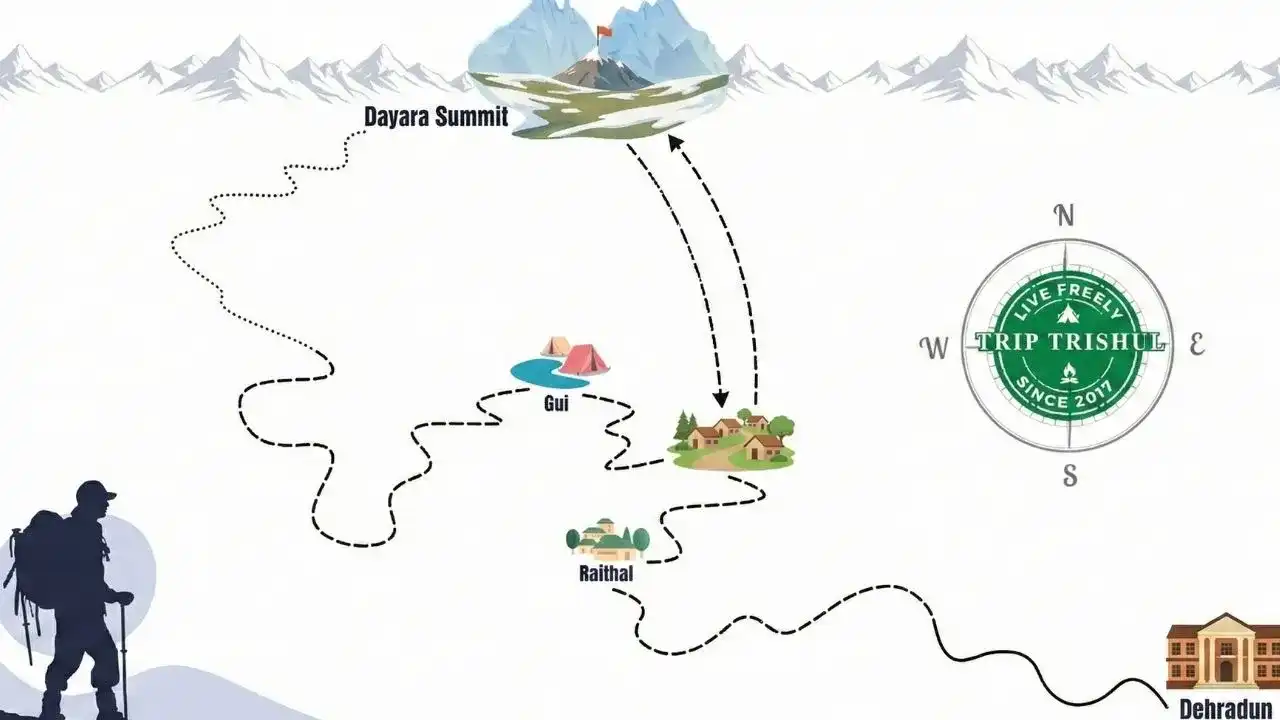 Dayara Bugyal Trek Route Map